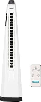 Surround-i High Speed Bladeless Technology Tower Fan for Home with Touchscreen Control Panel, Remote and Swivel Action – White