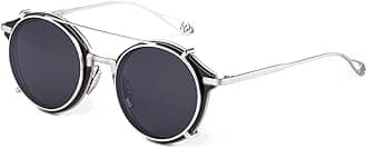 Clip on Sunglasses Polarized Flip Up: Double Lens Removable Retro Metal Steampunk Glasses for Men Women