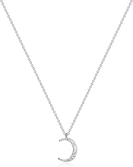 Fettero Silver Crescent Moon Pendant Necklace for Women, Dainty Handmade Waning Waxing Moon Phase Pendant Chain Minimalist Jewelry
