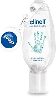 Hand Sanitiser Gel with Retractable Clip - 50 ml - Dermatologically Tested, Kills 99.99% of Germs, Moisturising, Quick Action, Kind to Skin, No Stickiness