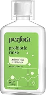 Perfora Thyme Mint Mouth Wash | Mouth Freshener with Probiotics, Hyaluronic Acid, & Vitamin C | No Artificial Flavors & Colors | Alcohol Free | Suitable for Men, Women, Children | Pack of 1 (200ml)