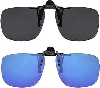 Success Eyewear Clip On Sunglasses Flip Up Polarized Sunglasses Clip onto Eyeglasses Over Prescription Glasses Case Included