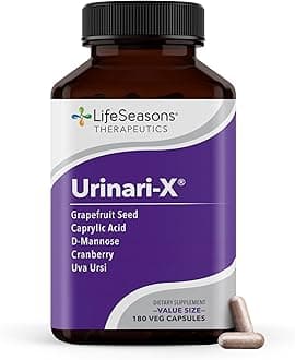 Urinari-X - Urinary Tract Support - Fast Acting UTI Relief - Vitamin Supplement for Healthy Bladder Function & Immunity - D-Mannose, Cranberry, Caprylic Acid, Uva Ursi & Grapefruit - 180 Capsules