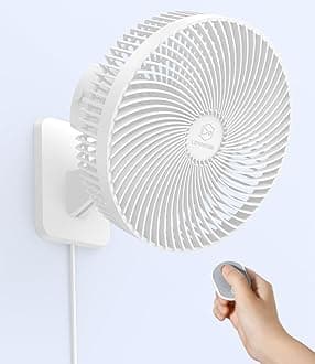 LEMOISTAR 10 Inch Wall Mounted Fan with Remote Control, 90° Oscillating, 4 Speeds, 4 Timer, Adjustable Tilt, 70 Inch Cord, Quiet, for Bedroom Garage RV Office Home Patio-White