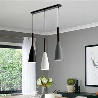 Ceiling Hanging Lights for Dining Table, Living Room Pendant Lamp, Restaurants and Cafe Counter Light (Linear Cluster with 3 Bulbs)