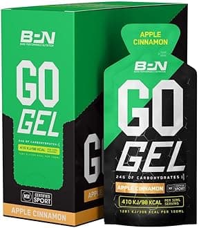 Bare Performance Nutrition BPN Go Gel, Vegan + Gluten Free Running Gel with 24g of Carbohydrates & 100 Calories per Pack, 10 Single-Serving, Apple Cinnamon