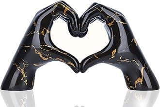 DOVDOV Black and Gold Gesture Statue, Modern Love Statue, Finger Sculpture, Modern Art, Heart Finger Decoration, Wedding, Office, Living Room, Coffee Table, Dining Table, Centerpieces
