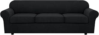 H.VERSAILTEX 4 Piece Stretch Sofa Covers for 3 Cushion Couch Covers for Living Room Furniture Slipcovers (Base Cover Plus 3 Seat Cushion Covers) Upgraded Thicker Jacquard Fabric (XL Sofa, Black)