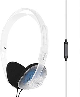 Koss KPH30iCL On-Ear Headphones, in-Line Microphone and Touch Remote Control, D-Profile Design, Wired with 3.5mm Plug (Clear)