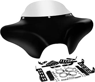 TCT-MOTORPARTS ABS Front Outer Batwing Fairing Windscreen w/Mount Blacket Fit For Harley Touring Softail Dyna Road King 1994-2016 Fat Boy Street Bob Yamaha V Star 650 1100 classic Suzuki
