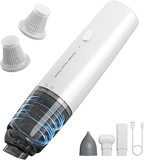Handheld Vacuum Cordless, Car Vacuum Portable with 2 Suction Modes, Blow & Suction 2-in-1, Mini Vacuum Cleaner Rechargeable for Car, Home, Pet Hair, Office, Desk, Keyboards (White)