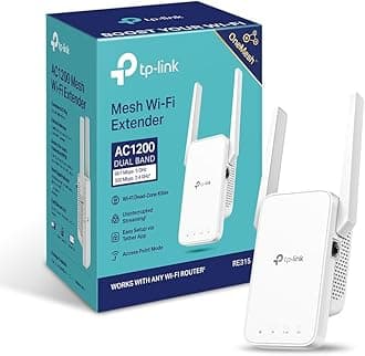 RE315 AC1200Mbps WiFi Extender Booster Dual Band, 2 External Antennas, EasyMesh, WiFi Booster Range Extender, Internet Booster, Access Point, Works with Any WiFi Router, Easy Setup, UK Plug