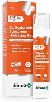 The Derma Co 1% Hyaluronic Sunscreen Hydrating Gel SPF 50 PA++++ | For Dry, Sensitive Skin | UVA/UVB, Broad Spectrum & Blue Light Protection | Clinically Tested - (In -Vivo) | For Men & Women | 50 g