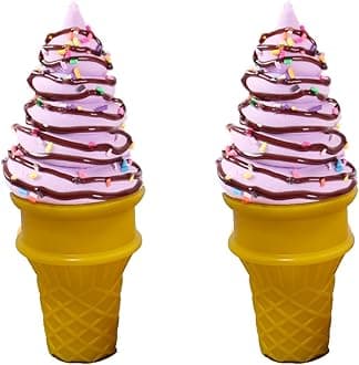 2PCS Artificial Ice Cream Decor Lifelike Fake Dessert Models for Kitchen Counter Bakery Display Photography Props (Light Purple)