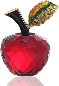 Mini Glass Red Apple Collectible Figurines Fake Apple Gift Crystal Papperweights Glass Fruit Decor for Home Kitchen Tabletop Centerpiece Ornaments (Red)