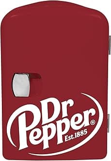 CURTIS MIS135DRP DR. Pepper Mini Portable Compact Personal Fridge Cooler, 4 Liter Capacity, 6 Cans, Makeup, Skincare, Freon-Free & Eco Friendly, Maroon