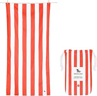 Dock & Bay Beach Towel - Quick Dry, Sand Free - Compact, Lightweight - 100% Recycled - Includes Bag - Cabana - Waikiki Coral Red - Large (160x90cm, 63x35")