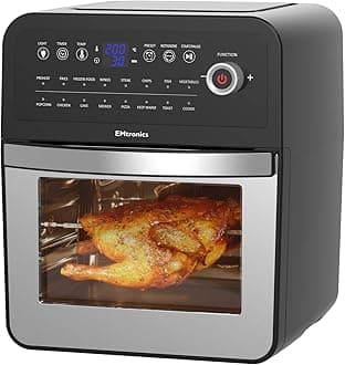 EMtronics Retro Air Fryer Oven Combi, Rotisserie and Grill, Large Family Size 12L with 16 Pre-Set Menus for Oil Free Cooking – Silver