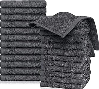 Hotel & Spa 100% Cotton Washcloths Pack of 24, Ultra Soft, Quick Dry, Lightweight, Highly Absorbent, Perfect for Face, Hands, Spa, Gym, Hotel, Resort & Daily Use (Grey - 12" x 12")