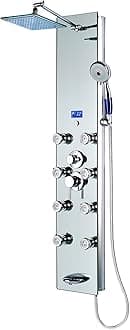 Blue Ocean 52" Aluminum SPA392M Shower Panel Tower System with Rainfall Shower Head and 8 Adjustable Massage Jets