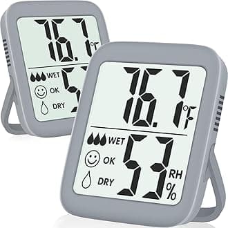 Antonki2 Pack Room Thermometer for Home, Indoor Hygrometer Humidity Meter Gauge, Digital Temperature and Humidity Sensor Monitor for House, Terrarium, Incubator, Greenhouse - Battery Included