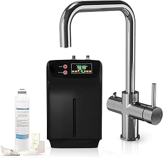 3 in 1 Instant Boiling Water Tap with 2.4L Boiler & Carbon Filter – Hot Cold & Filtered 98° Boiling Water – Under Sink Hot Water Boiler 3 Way Kitchen Tap – Chrome Anti Rust Stainless Steel