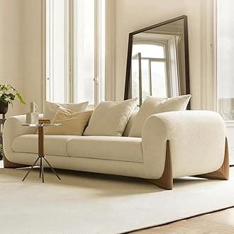 Boucle Upholstered 3-Seater Sofa and Loveseat Beige