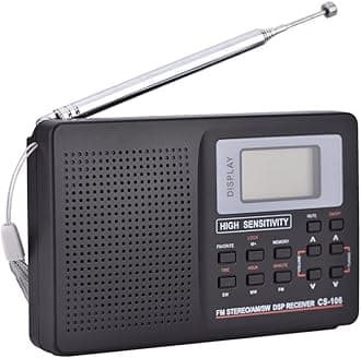 Portable Digital AM/FM Stereo Radio - SW/LW/TV Sound Digital Tuning Full-Band Receiver with Alarm Clock, Petite Radio with Mute State/Frequency Lock (Step Value 10k)