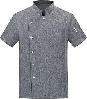 Unisex Chef Coat Chef Jacket Kitchen Short Sheeve for Men and Women Cool Breeze (Color : Gray, Size : L)