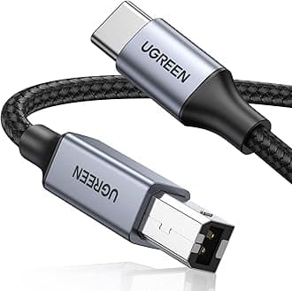 UGREEN USB B to USB C 16 FT, USB C Printer Cable, Nylon USB B to C Printer Cord for MacBook Pro/Air, USB C MIDI Cable Compatible with Yamaha Piano MIDI Keyboard, DAC, DJ Controller for iPad Pro