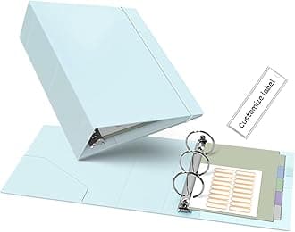 Ospelelf Leather Mini Binder Vintage Hardcover 2 Inch Rings, Professional Small 3 Ring Binders Organizer Suitable for 5.5" x 8.5" Documents, Binder Dividers with Tabs, Blue