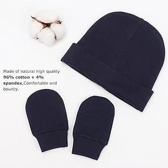 6 Pieces Newborn Baby Hats and Mittens Baby Boys Girls Cotton Infant Toddler Caps Preemie for 0-6 Months