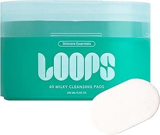 LOOPS Milky Cleanser Korean Skincare - Deep Cleansing and Hydrating Skin Care - Pre-soaked Bamboo Facial Cleansing Pads - Facial Wash with Milky Oil Complex - Oil Cleanser for Face - Pack of 60