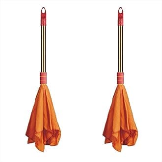 Vimal Combo Set of 2 Dusters (Dust Mop - High Density Dusting Cloth with Handle) | Orange Color Flannel Cloth Sticks for Home/Shop/Office Cleaning (Pack of 2 Units)