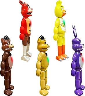 LASAMA Action Figures Set, 5 Pcs Game Figures Toys with Light, Movable Toys Dolls with Light, Collectible Gifts and Cake Toppers