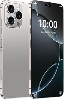 I16 PROMAX unlocked phone, Android 14 8GB,7.3-inch high-definition AMOLED screen smartphone, 8000mAh battery, facial recognition/fingerprint lock/5G/photo/GPS phone (Titan Grey,256)