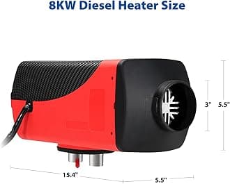 ChuBu Diesel Heater Red 2KW/5KW/8KW 12V/24V Diesel Air Heater with LCD Monitor, Remote Control, 5L Tank, Low Noise, Fast Heating for Campers, Truck, Trailer, RV, Boat, Garage (Red, 8KW)