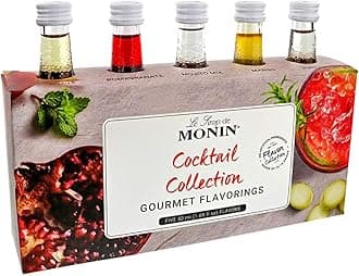 MONIN Premium Cocktail Syrup Gift Set 5x5cl. 1x Passionfruit, 1x Strawberry, 1x Mojito Mint, 1x Coconut, 1x Elderflower. Perfect for Passionfruit Martinis, Pina Coladas, Mojitos. Vegan-friendly