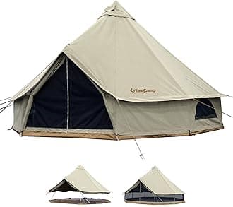 KingCamp Canvas Bell Tent for Camping, 4 Seasons 13.2ft/16.4ft Camping Yurt Tent, w/Stove Jacks, Luxury Glamping Waterproof and Breathable Tents for Family Camping Outdoor Hunting Party