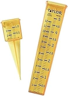2715 2-in-1 Rain Gauge and Sprinkler Gauge, Measure and Monitor Precipitation, Easy to Read for Backyard, Patio, Garden, and Lawn, Yellow