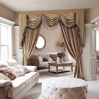 ELKCA Thick Chenille Window Curtains Valance for Living Room Luxury Waterfall Valance Curtain for Bedroom,Rod Pocket(Coffee, W98 Inch, 1 Panel)