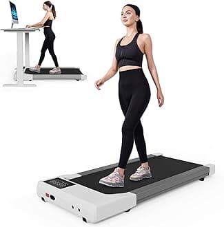 DeerRun 2025 Upgrade Walking Pad, Smart Under Desk Treadmill for Home Office, No-Assembly Treadmills with APP and Remote Control, LED Display, 2.5 HP Quiet Walking Jogging Machine, 300 lbs Capacity