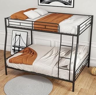 Bellemave Full Over Queen Bunk BedFrame, Heavy Duty Metal Bunk Bed Frame for Adults,Kids, Black