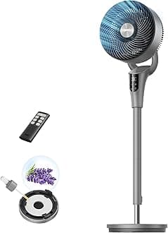 Fan for Bedroom, 80° Oscillating Standing Fan, 25dB Quiet, 80ft Pedestal Fans for Home Office, 90° Manual Vertical, 3 Speeds, Remote, 34-41" Adjustable Height, Air Circulator