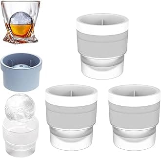 Chiclify Ice Ball Maker Mold, Slow Melting Round Ice Cube Molds with Lids, Reusable Silicone Sphere Ice Mold Maker for Bourbon Whiskey, Cocktails, Easy To Demould and Clean (White,3PCS)