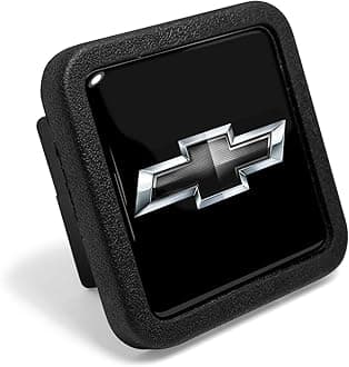 iPick Image for Chevrolet Black Logo Black Rubber Heavy-Duty 2" Trailer Tow Hitch Receiver Cover for Class 3 and Class 4 - Official Licensed