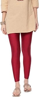 Tailored Cut Stretchable Nylon Elasthane Fabric Ankle Length Shimmer Leggings for Women