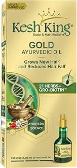 Kesh King Gold Ayurvedic Hair Oil with 21 Herbs and Gro-Biotin, Helps Grow New Hair and Reduce Hair Fall, Comes with a Hairfall Reduction Tracker, 300ml