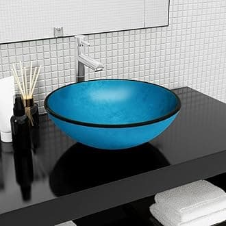 LAPOOH Basin Tempered Glass 42x14 cm Blue,Basin Tempered Glass,Bathroom Fixtures,Bathroom Sinks-345265