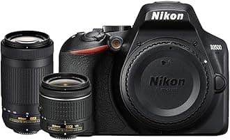 Nikon D3500 24.2MP DSLR Camera w/AF-P 18-55mm VR Lens & 70-300mm Dual Zoom Lens (1588B) – (Renewed)